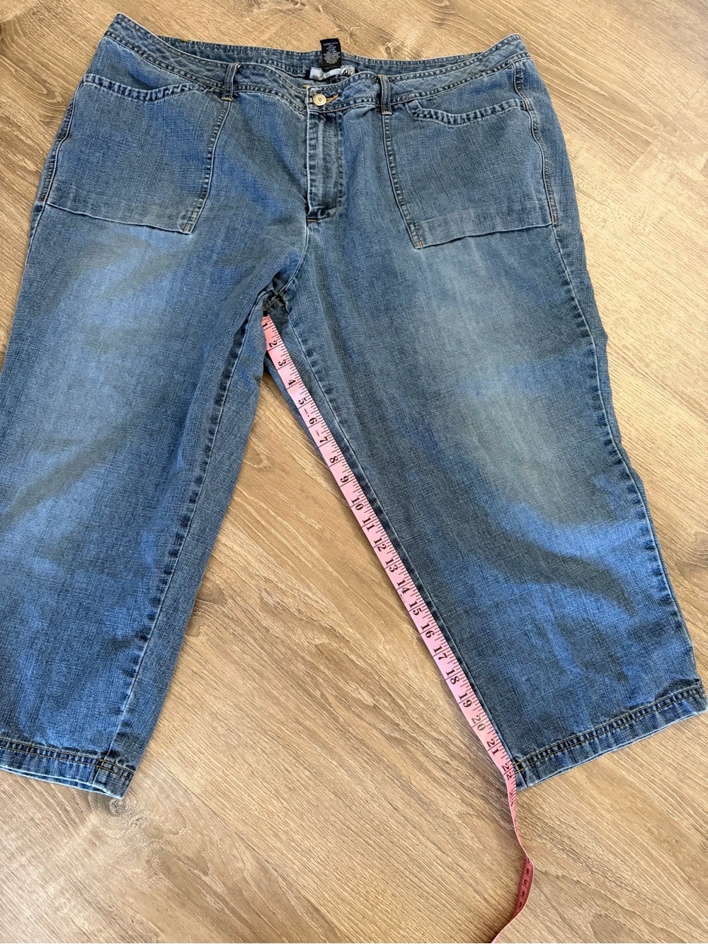 Relaxed Blue Denim Cropped Carpenter Pants Size 24 - Picture 4 of 4